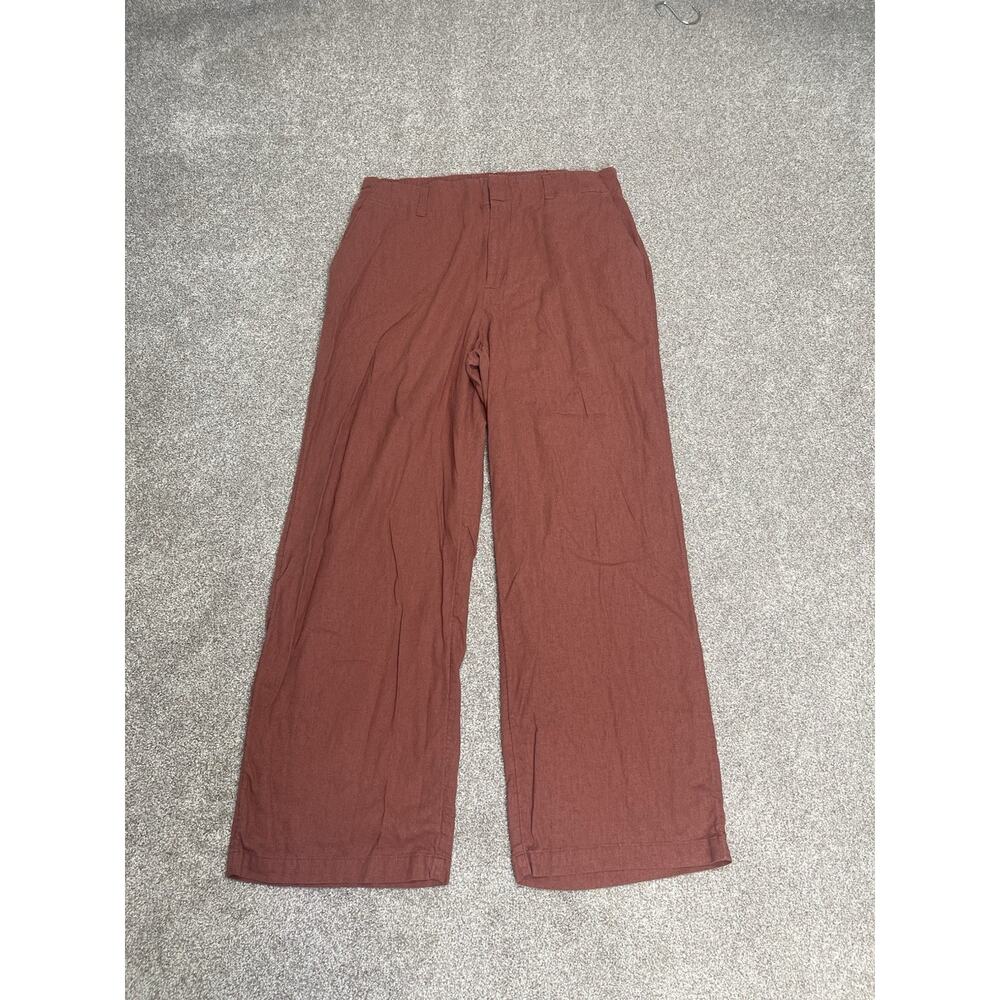 Beachy Coastal Palazzo LC Lauren Conrad Wide Leg Linen Pants 14 Terracotta Rust